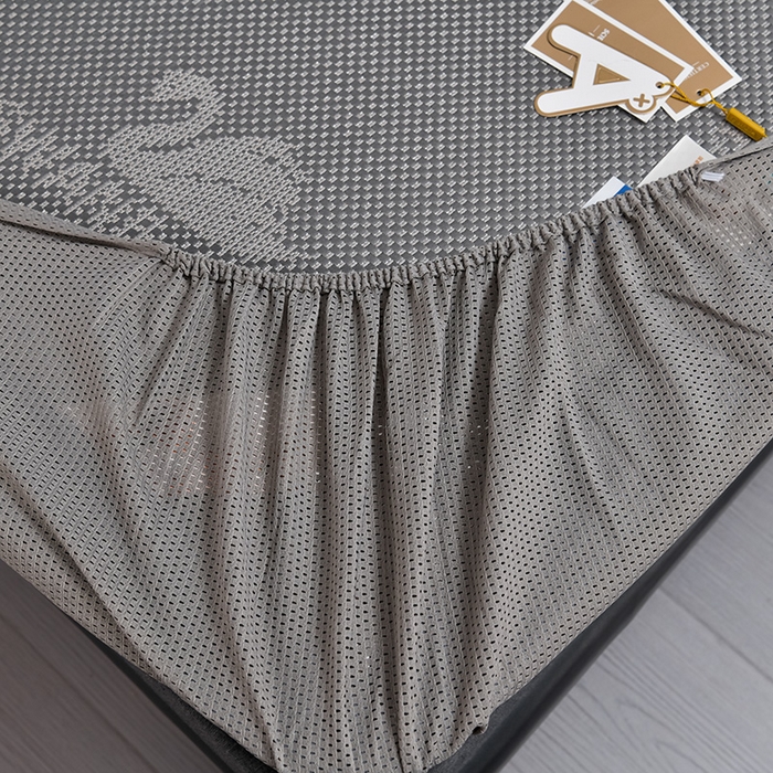 91家纺网 家纺一手货源 找家纺 小牛席业 2026新款加厚款-天鹅冰藤席系列（床笠款） 天鹅冰藤席系列（床笠款）-灰色