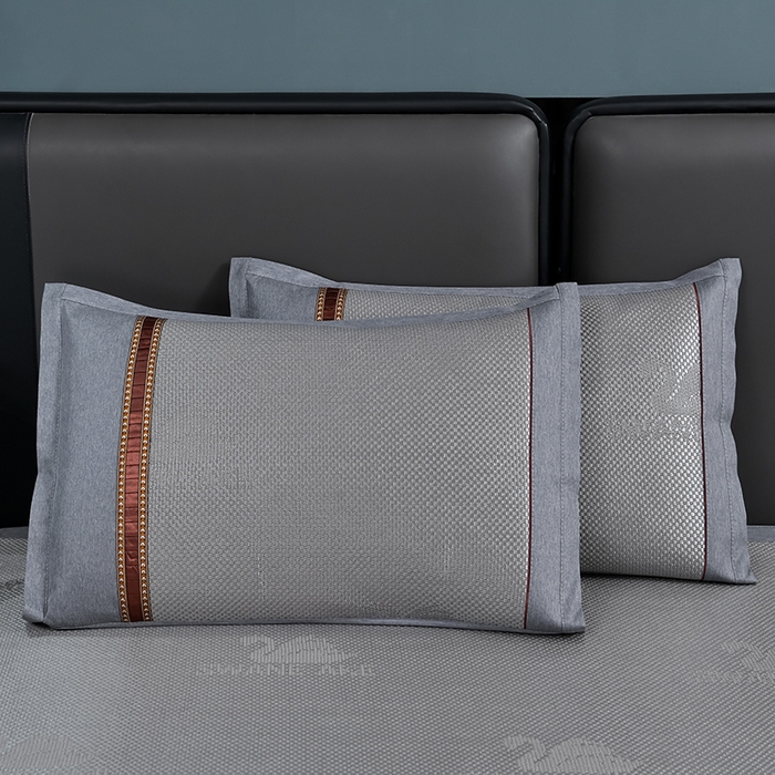 91家纺网 家纺一手货源 找家纺 小牛席业 2026新款加厚款-天鹅冰藤席系列（床笠款） 天鹅冰藤席系列（床笠款）-灰色