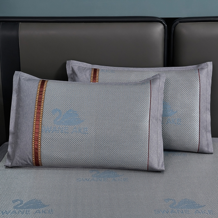 91家纺网 家纺一手货源 找家纺 小牛席业 2026新款加厚款-天鹅冰藤席系列（床笠款） 天鹅冰藤席系列（床笠款）-浅灰