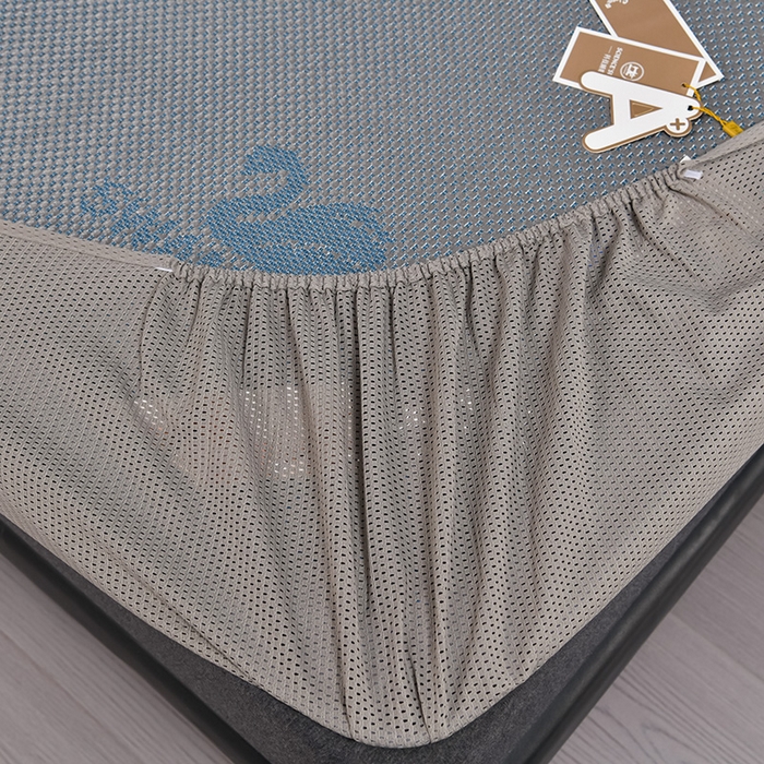 91家纺网 家纺一手货源 找家纺 小牛席业 2026新款加厚款-天鹅冰藤席系列（床笠款） 天鹅冰藤席系列（床笠款）-浅灰