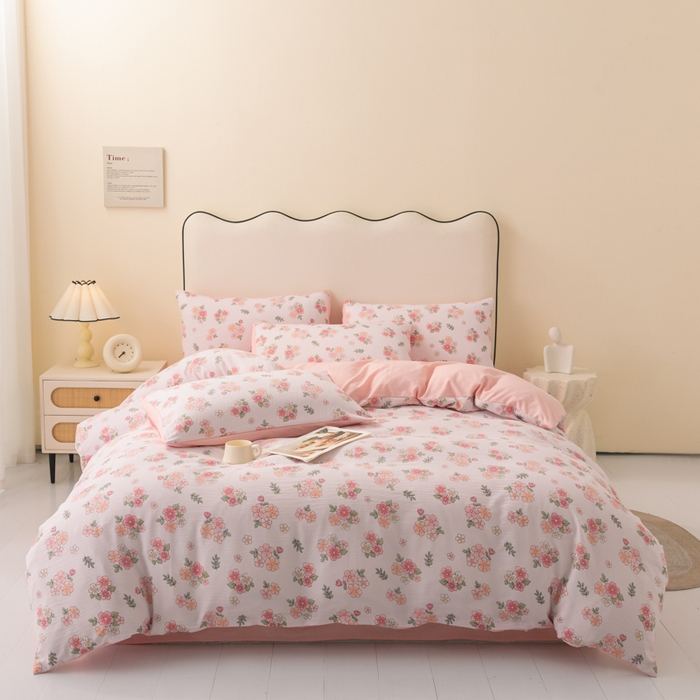 91家纺网 家纺一手货源 找家纺 （总）铭浩家纺 2026春夏新款云感双层皱皱纱四件套