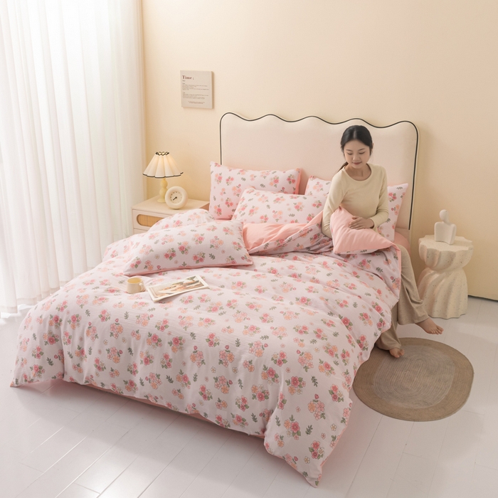 91家纺网 家纺一手货源 找家纺 （总）铭浩家纺 2026春夏新款云感双层皱皱纱四件套