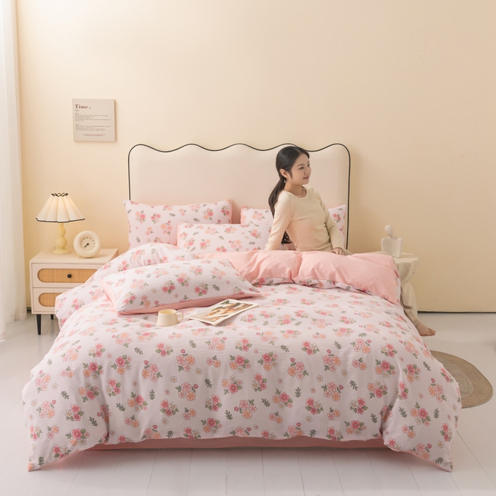 91家纺网 家纺一手货源 找家纺 （总）铭浩家纺 2026春夏新款云感双层皱皱纱四件套