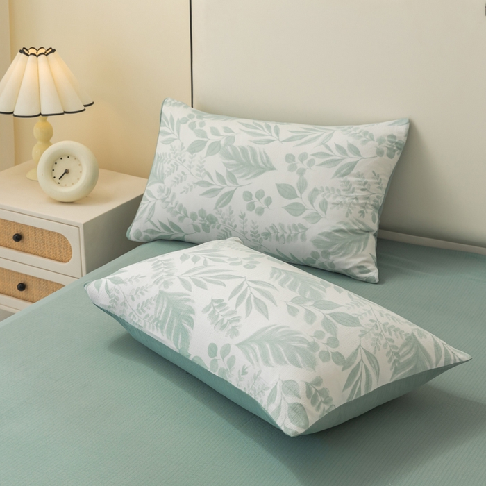 91家纺网 家纺一手货源 找家纺 铭浩家纺 2026春夏新款云感双层皱皱纱四件套 青枝漫影