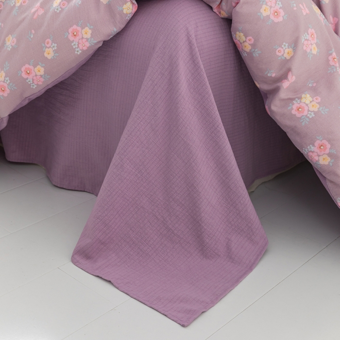 91家纺网 家纺一手货源 找家纺 铭浩家纺 2026春夏新款云感双层皱皱纱四件套 紫樱小筑