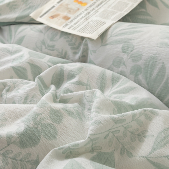 91家纺网 家纺一手货源 找家纺 铭浩家纺 2026春夏新款云感双层皱皱纱四件套 青枝漫影