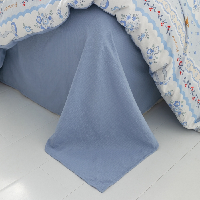 91家纺网 家纺一手货源 找家纺 铭浩家纺 2026春夏新款云感双层皱皱纱四件套 花兔信笺