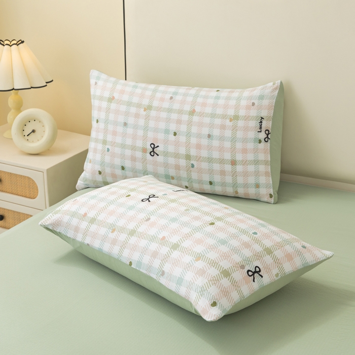 91家纺网 家纺一手货源 找家纺 铭浩家纺 2026春夏新款云感双层皱皱纱四件套 幸运格语