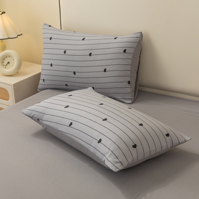 91家纺网 家纺一手货源 找家纺 铭浩家纺 2026春夏新款云感双层皱皱纱四件套 心动条纹