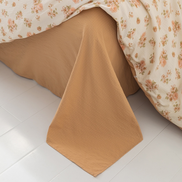 91家纺网 家纺一手货源 找家纺 铭浩家纺 2026春夏新款云感双层皱皱纱四件套 杏影花踪