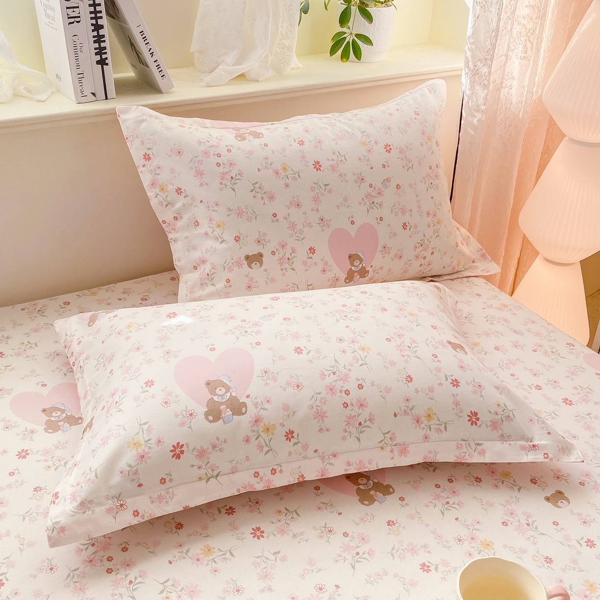 91家纺网 家纺一手货源 找家纺 女子家纺 2026新款全棉纯棉印花小清新系列单床笠单品床笠床笠单件 旧书折痕粉