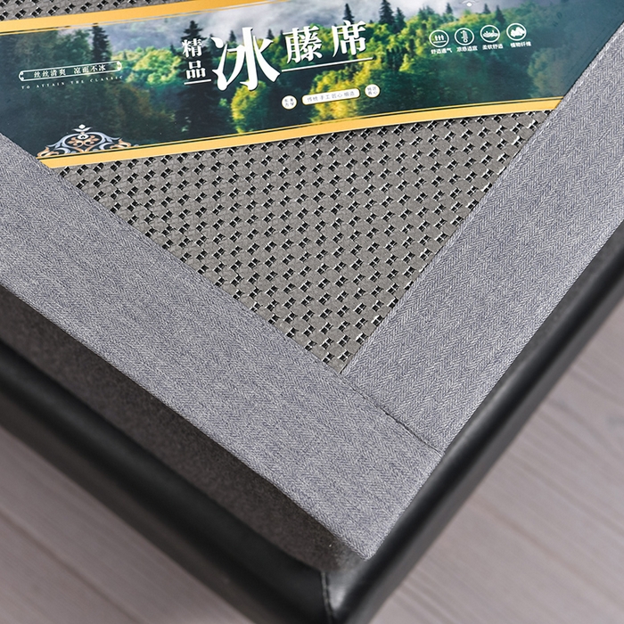 91家纺网 家纺一手货源 找家纺 小牛席业 2026新款加厚款叶语冰藤席系列 加厚款-叶语冰藤席-黑咖