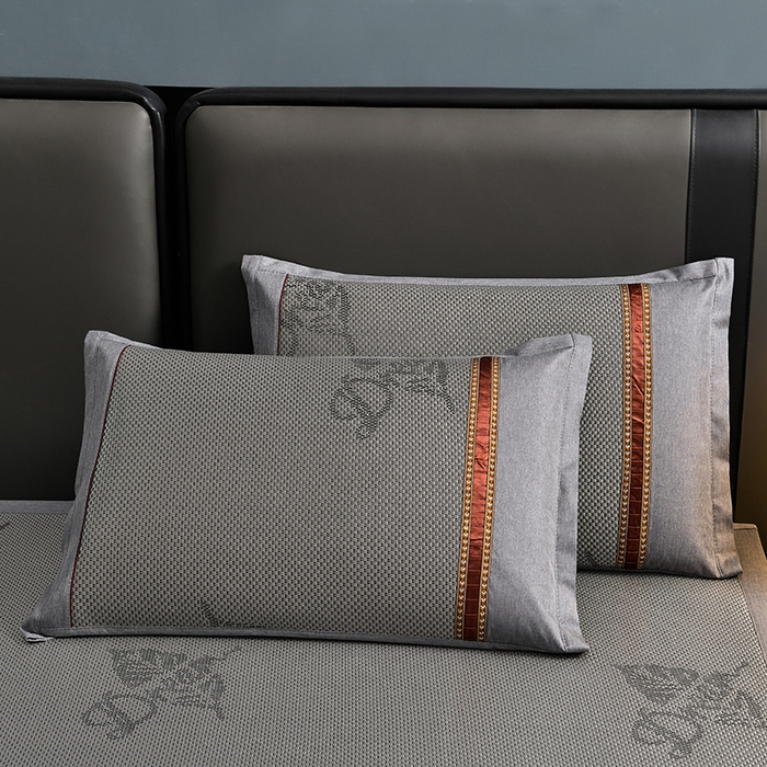 91家纺网 家纺一手货源 找家纺 小牛席业 2026新款加厚款叶语冰藤席系列 加厚款-叶语冰藤席-黑咖