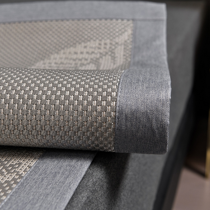 91家纺网 家纺一手货源 找家纺 小牛席业 2026新款加厚款叶语冰藤席系列 加厚款-叶语冰藤席-灰色