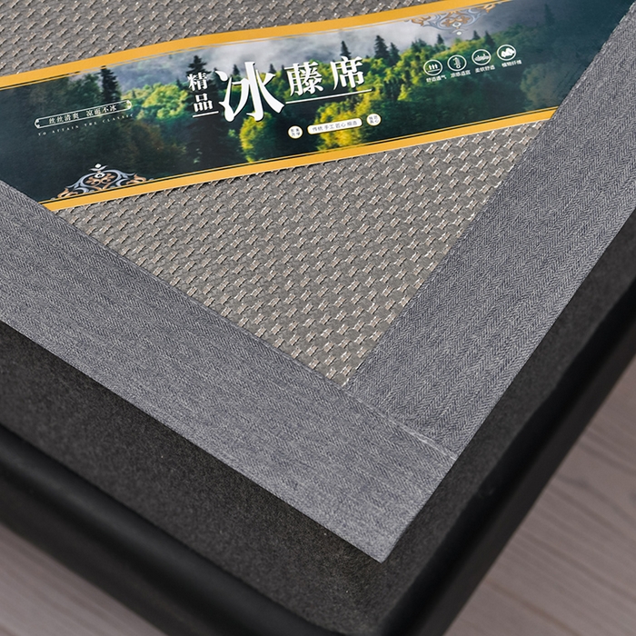 91家纺网 家纺一手货源 找家纺 小牛席业 2026新款加厚款叶语冰藤席系列 加厚款-叶语冰藤席-灰色