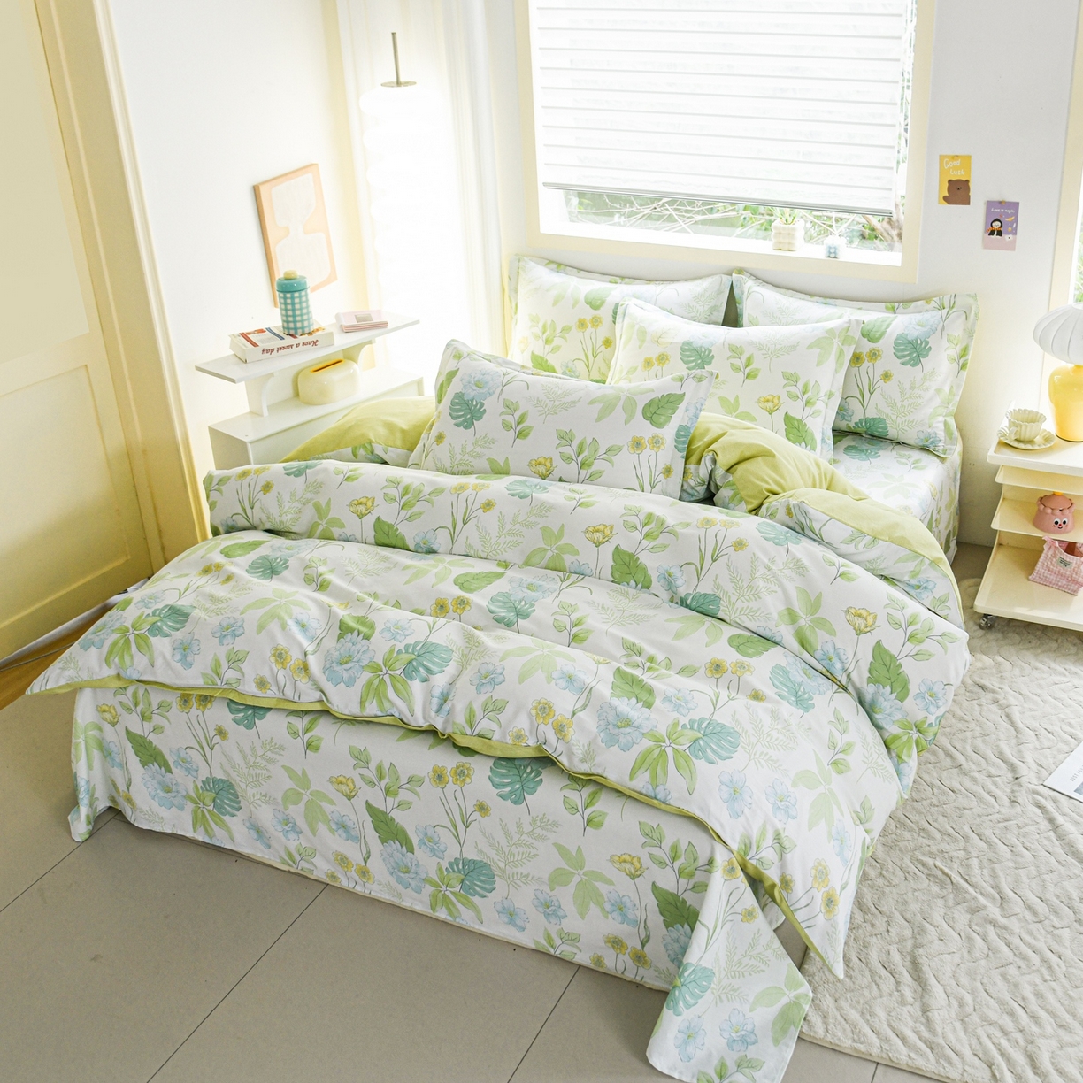 91家纺网 家纺一手货源 找家纺 缘舒家纺 2026新款全棉纯棉印花单被套被套单件 叶柔-绿