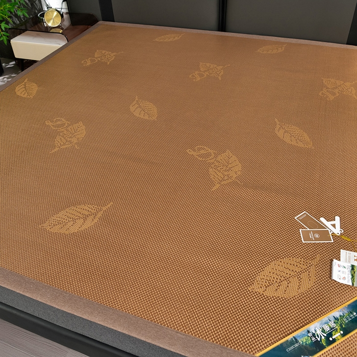 91家纺网 家纺一手货源 找家纺 小牛席业 2026新款加厚款叶语冰藤席系列 加厚款-叶语冰藤席-咖色