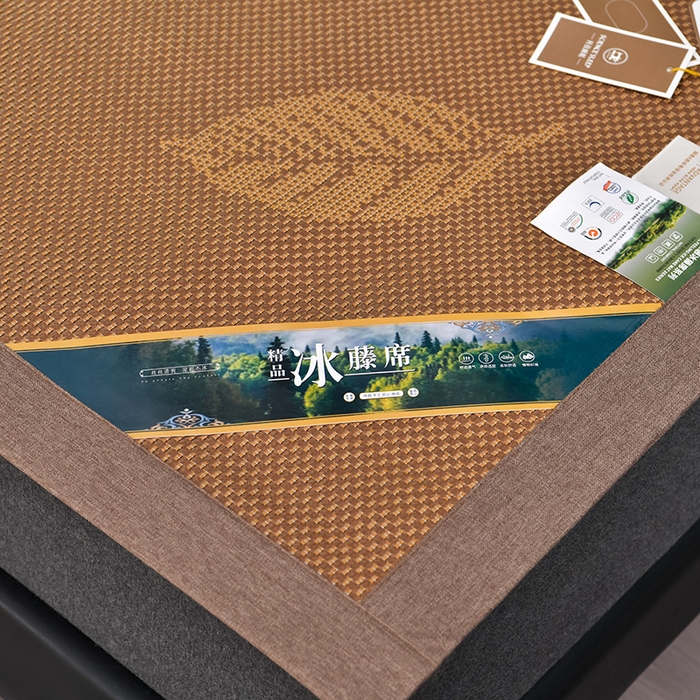 91家纺网 家纺一手货源 找家纺 小牛席业 2026新款加厚款叶语冰藤席系列 加厚款-叶语冰藤席-咖色