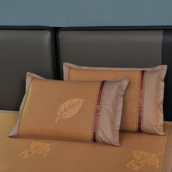 91家纺网 家纺一手货源 找家纺 小牛席业 2026新款加厚款叶语冰藤席系列 加厚款-叶语冰藤席-咖色