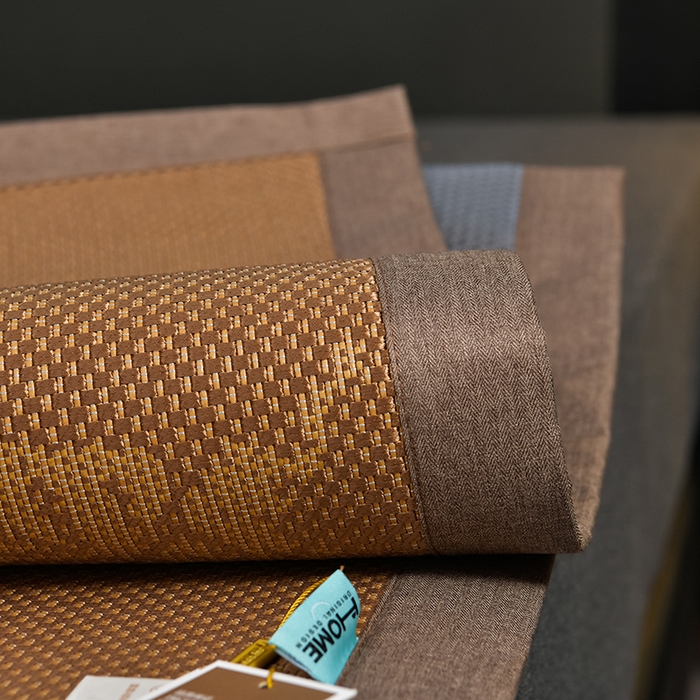 91家纺网 家纺一手货源 找家纺 小牛席业 2026新款加厚款叶语冰藤席系列 加厚款-叶语冰藤席-咖色