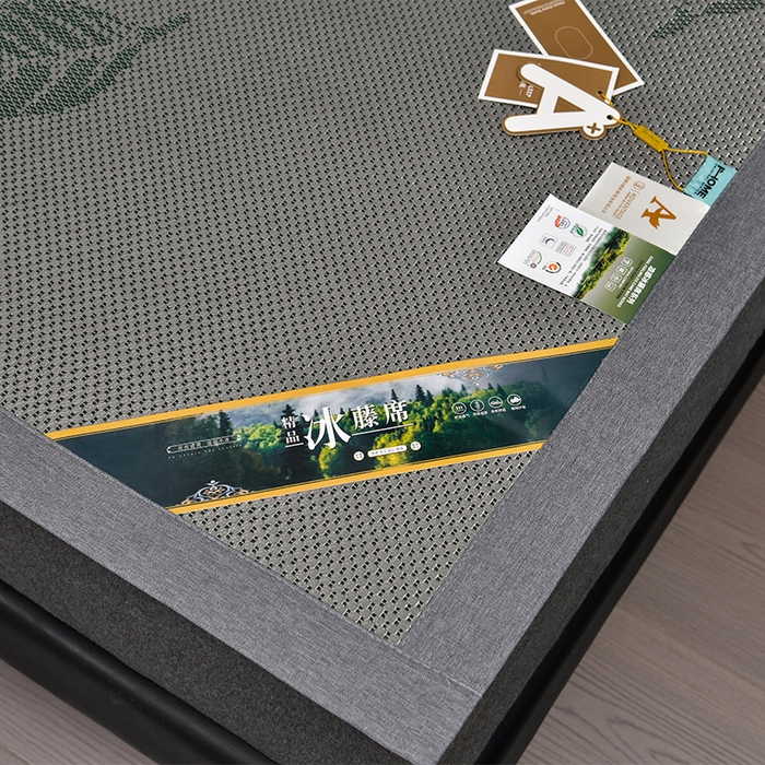 91家纺网 家纺一手货源 找家纺 小牛席业 2026新款加厚款叶语冰藤席系列 加厚款-叶语冰藤席-墨绿