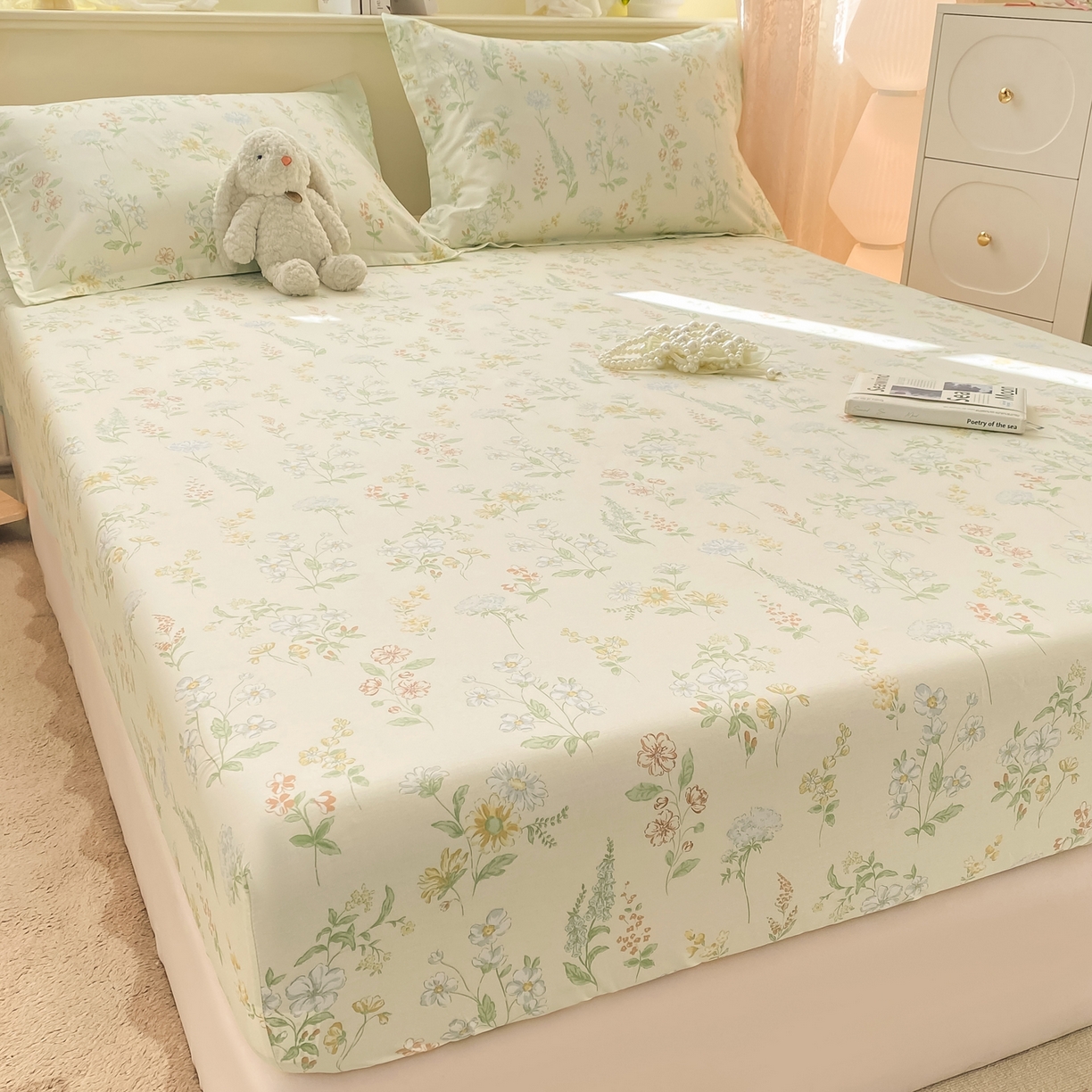 91家纺网 家纺一手货源 找家纺 女子家纺 2026新款全棉纯棉印花小清新系列单床笠单品床笠床笠单件 暖樱之舞