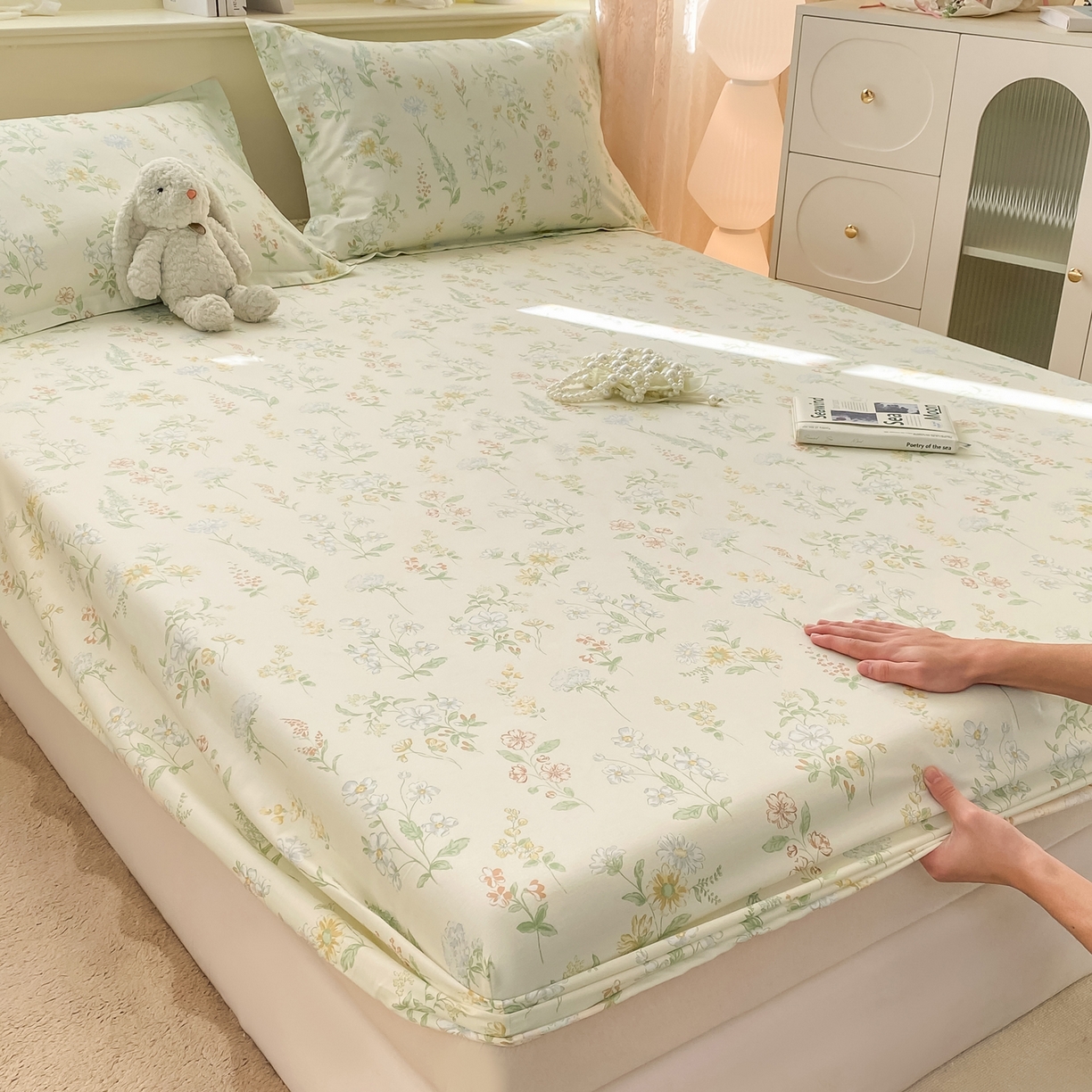 91家纺网 家纺一手货源 找家纺 女子家纺 2026新款全棉纯棉印花小清新系列单床笠单品床笠床笠单件 暖樱之舞