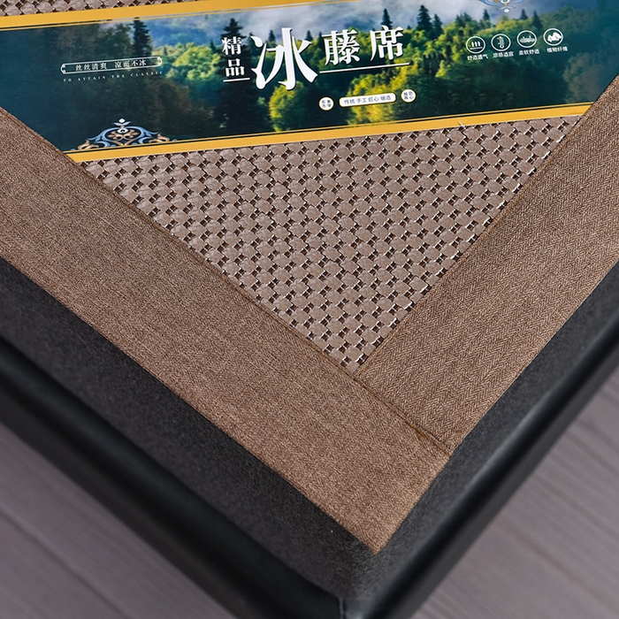 91家纺网 家纺一手货源 找家纺 小牛席业 2026新款加厚款叶语冰藤席系列 加厚款-叶语冰藤席-香槟