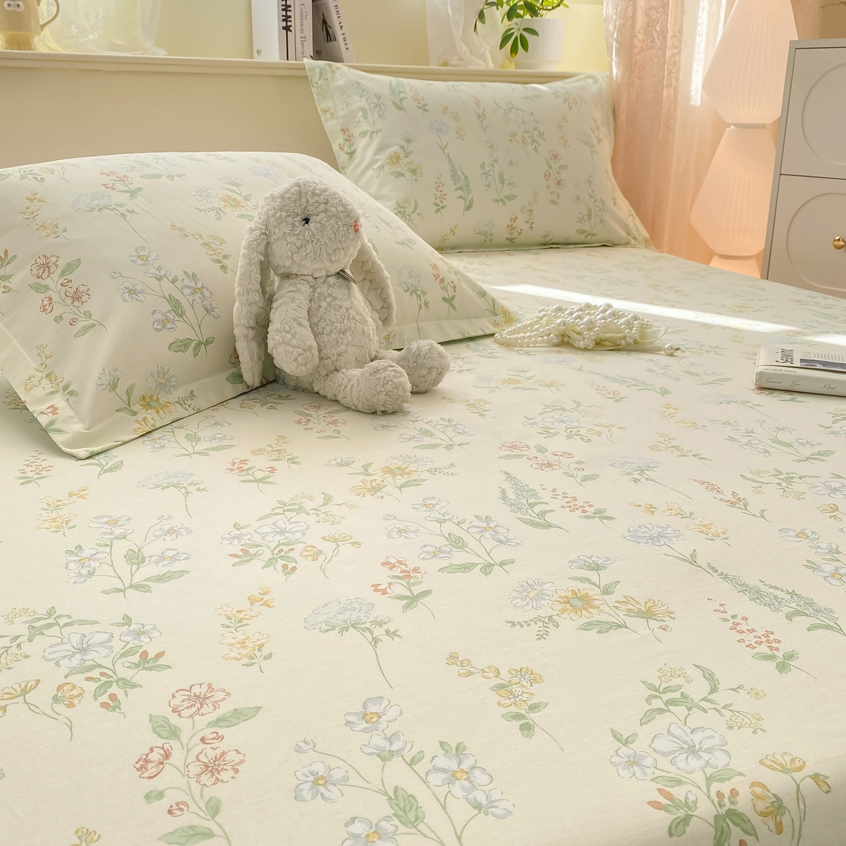 91家纺网 家纺一手货源 找家纺 女子家纺 2026新款全棉纯棉印花小清新系列单床笠单品床笠床笠单件 暖樱之舞