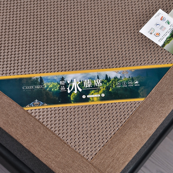 91家纺网 家纺一手货源 找家纺 小牛席业 2026新款加厚款叶语冰藤席系列 加厚款-叶语冰藤席-香槟