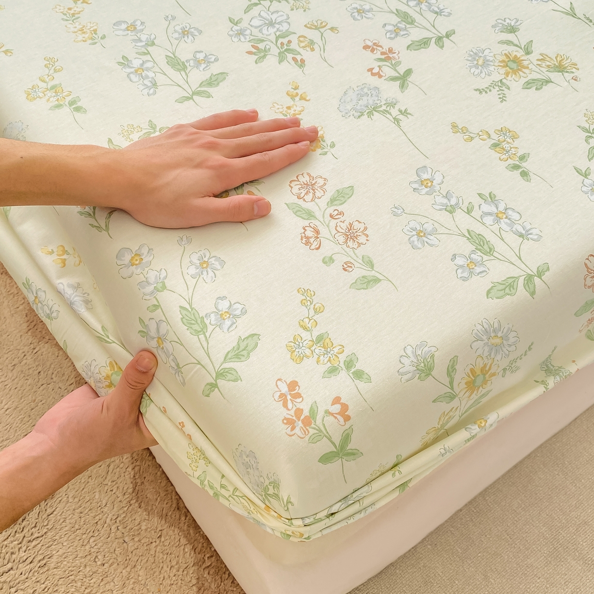 91家纺网 家纺一手货源 找家纺 女子家纺 2026新款全棉纯棉印花小清新系列单床笠单品床笠床笠单件 暖樱之舞