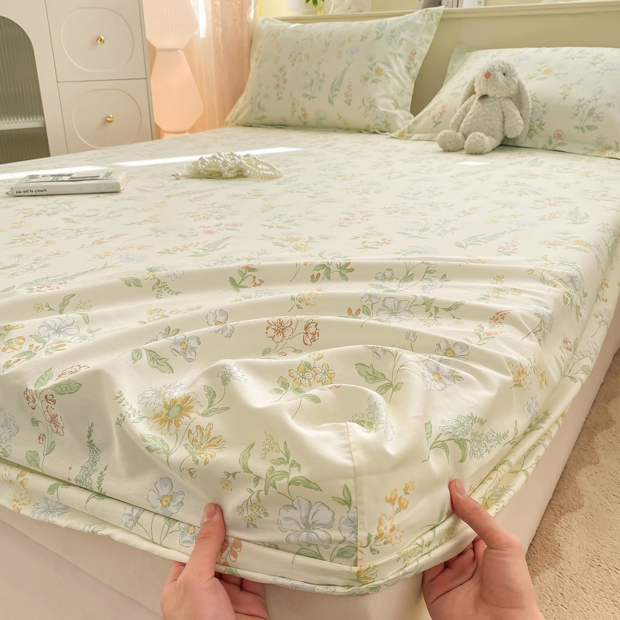 91家纺网 家纺一手货源 找家纺 女子家纺 2026新款全棉纯棉印花小清新系列单床笠单品床笠床笠单件 暖樱之舞