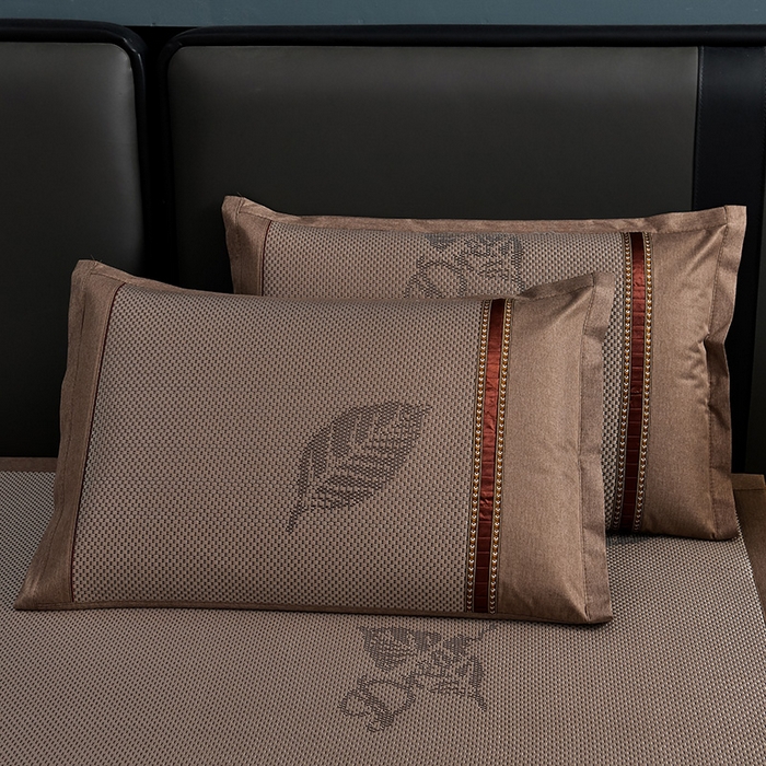 91家纺网 家纺一手货源 找家纺 小牛席业 2026新款加厚款叶语冰藤席系列 加厚款-叶语冰藤席-香槟