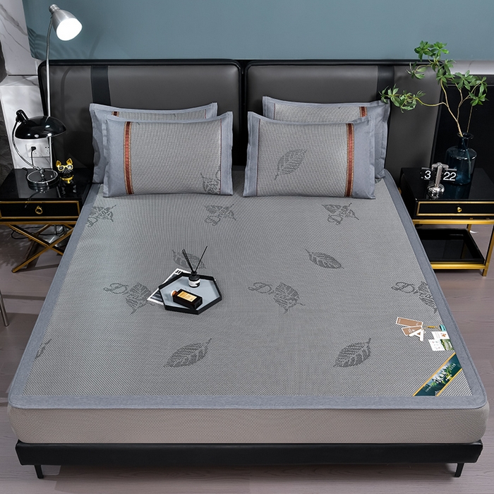 91家纺网 家纺一手货源 找家纺 （总）小牛席业 202新款加厚款-叶语冰藤席系列（床笠款）凉席藤席冰藤席冰丝席竹席草席空调席乳胶席豆豆席