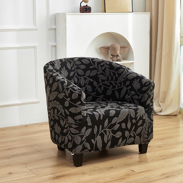 91家纺网 家纺一手货源 找家纺 逐日沙发套 2026新款提花系列-半圆椅套 素奢柳韵-碳石灰