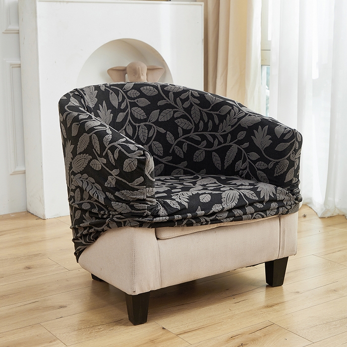 91家纺网 家纺一手货源 找家纺 逐日沙发套 2026新款提花系列-半圆椅套 素奢柳韵-碳石灰