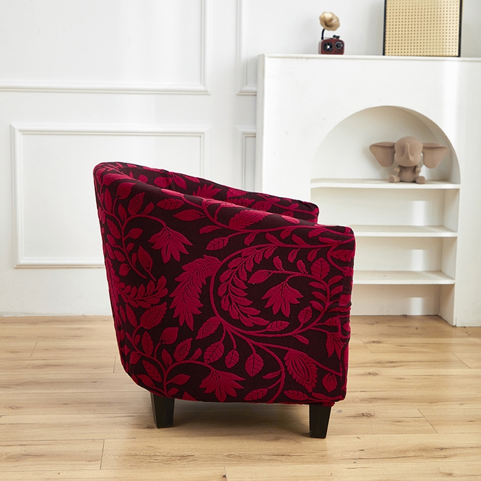 91家纺网 家纺一手货源 找家纺 逐日沙发套 2026新款提花系列-半圆椅套 素奢柳韵-大气红