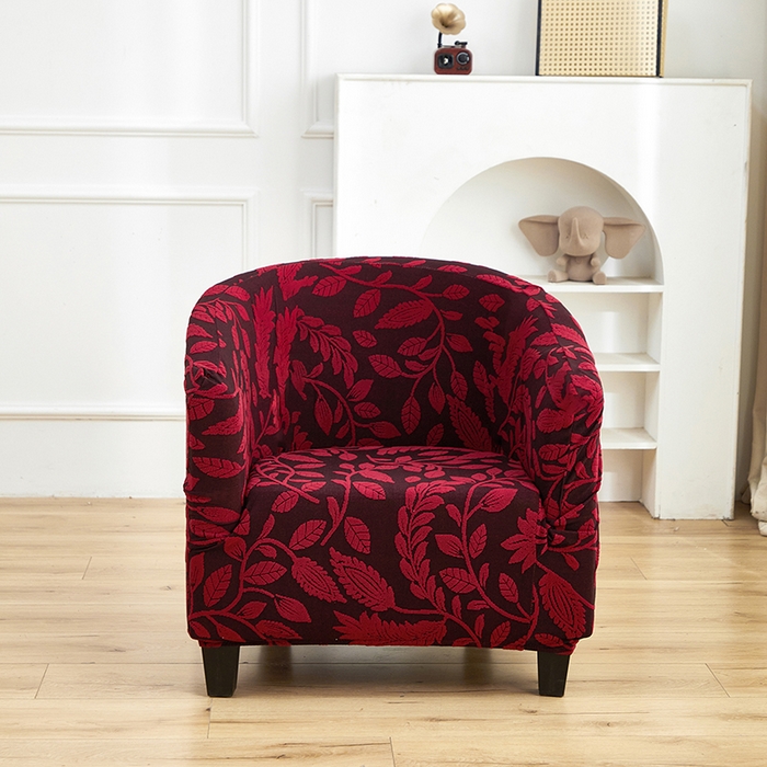 91家纺网 家纺一手货源 找家纺 逐日沙发套 2026新款提花系列-半圆椅套 素奢柳韵-大气红