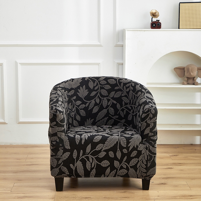 91家纺网 家纺一手货源 找家纺 逐日沙发套 2026新款提花系列-半圆椅套 素奢柳韵-碳石灰