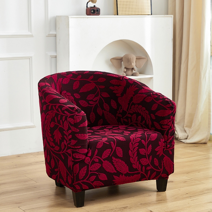 91家纺网 家纺一手货源 找家纺 逐日沙发套 2026新款提花系列-半圆椅套 素奢柳韵-大气红