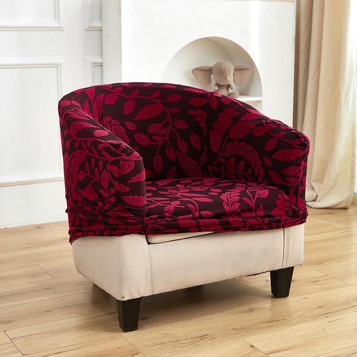 91家纺网 家纺一手货源 找家纺 逐日沙发套 2026新款提花系列-半圆椅套 素奢柳韵-大气红