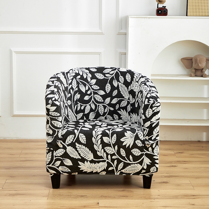 91家纺网 家纺一手货源 找家纺 逐日沙发套 2026新款提花系列-半圆椅套 素奢柳韵-月光白