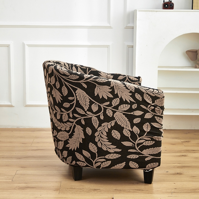 91家纺网 家纺一手货源 找家纺 逐日沙发套 2026新款提花系列-半圆椅套 素奢柳韵-卡其色