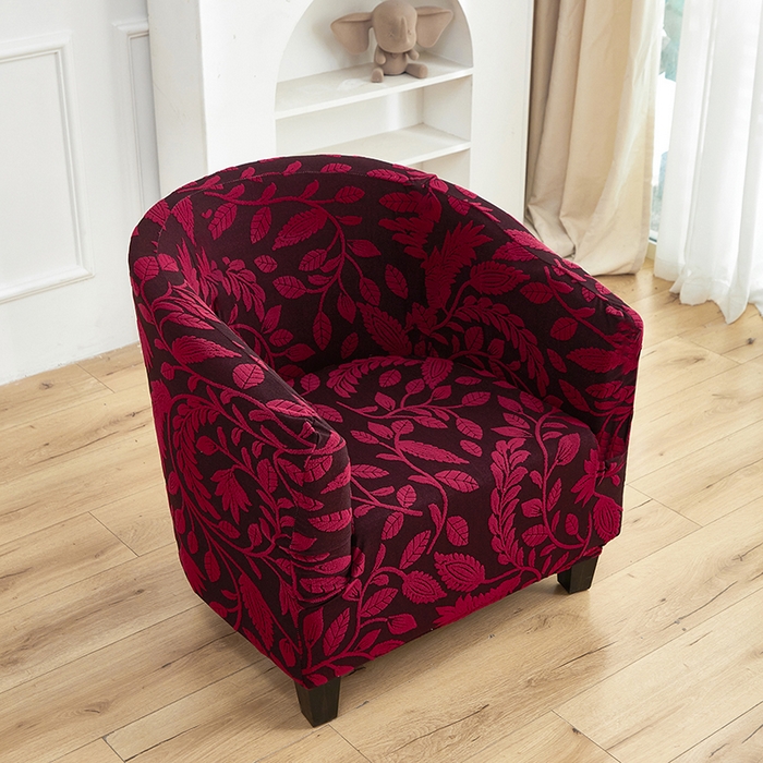 91家纺网 家纺一手货源 找家纺 逐日沙发套 2026新款提花系列-半圆椅套 素奢柳韵-大气红