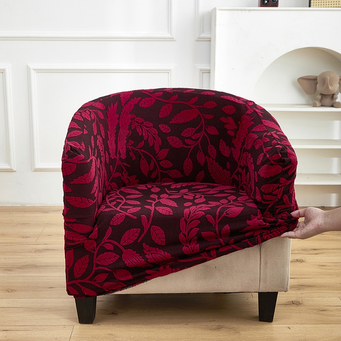 91家纺网 家纺一手货源 找家纺 逐日沙发套 2026新款提花系列-半圆椅套 素奢柳韵-大气红