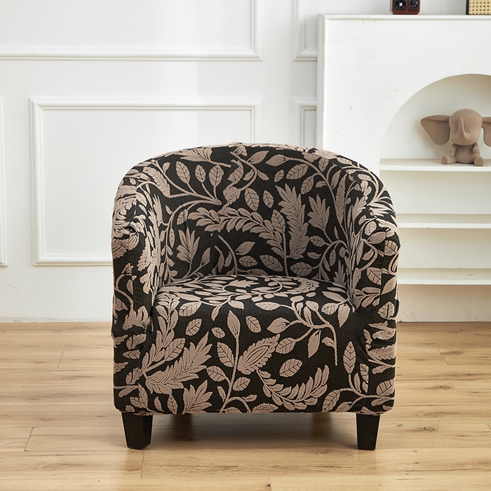 91家纺网 家纺一手货源 找家纺 逐日沙发套 2026新款提花系列-半圆椅套 素奢柳韵-卡其色