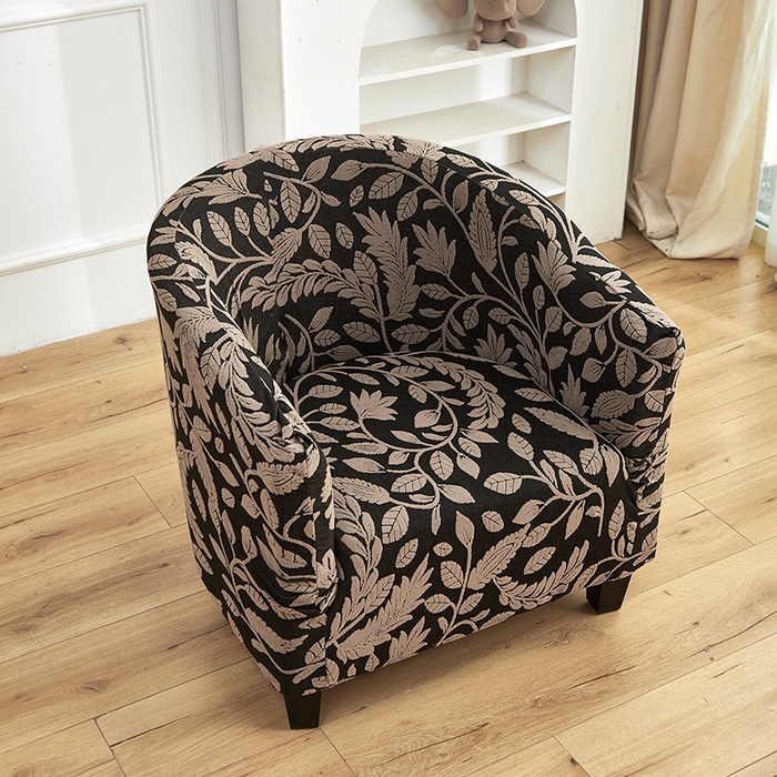 91家纺网 家纺一手货源 找家纺 逐日沙发套 2026新款提花系列-半圆椅套 素奢柳韵-卡其色