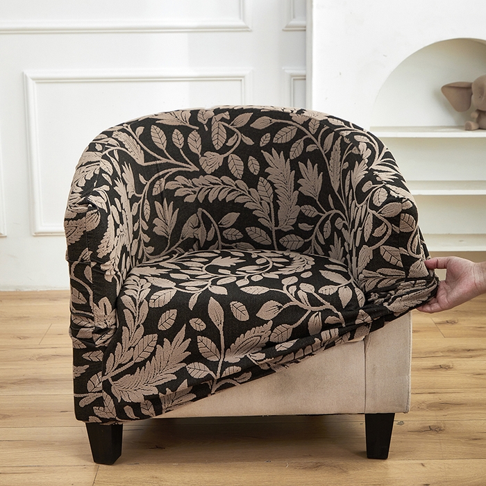 91家纺网 家纺一手货源 找家纺 逐日沙发套 2026新款提花系列-半圆椅套 素奢柳韵-卡其色