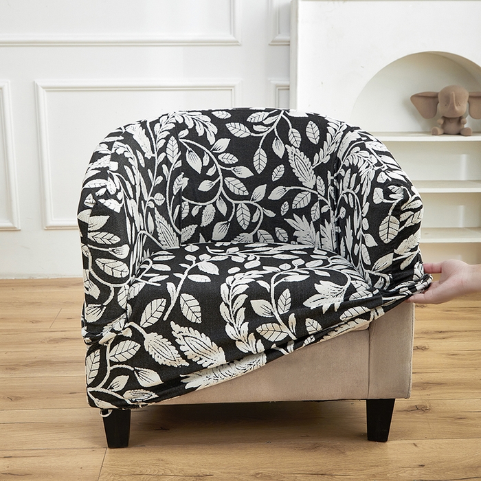 91家纺网 家纺一手货源 找家纺 逐日沙发套 2026新款提花系列-半圆椅套 素奢柳韵-月光白