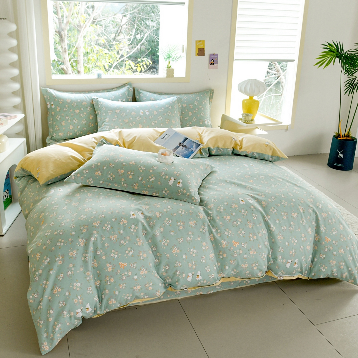 91家纺网 家纺一手货源 找家纺 缘舒家纺 2026新款全棉纯棉印花单被套被套单件 花间兔